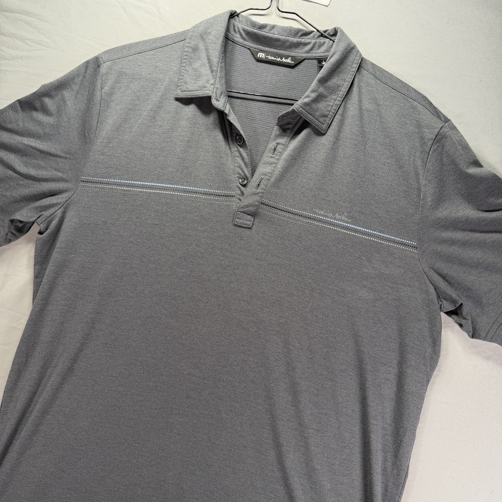 Travis Mathew Polo Shirt Mens Large Gray Short Sleeve Stretch Golf Performance